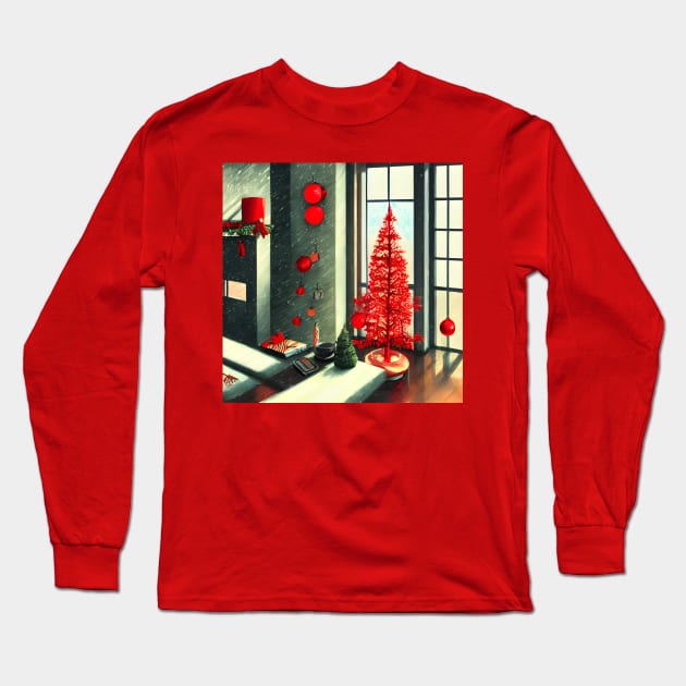 Wonderful Time with Red Christmas Tree with Christmas Traditions Xmas Ornaments Long Sleeve T-Shirt by DaysuCollege